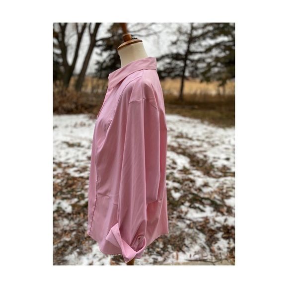 Vtg Baby Pink Casual Shirt Button Up Darts Work - Picture 10 of 11